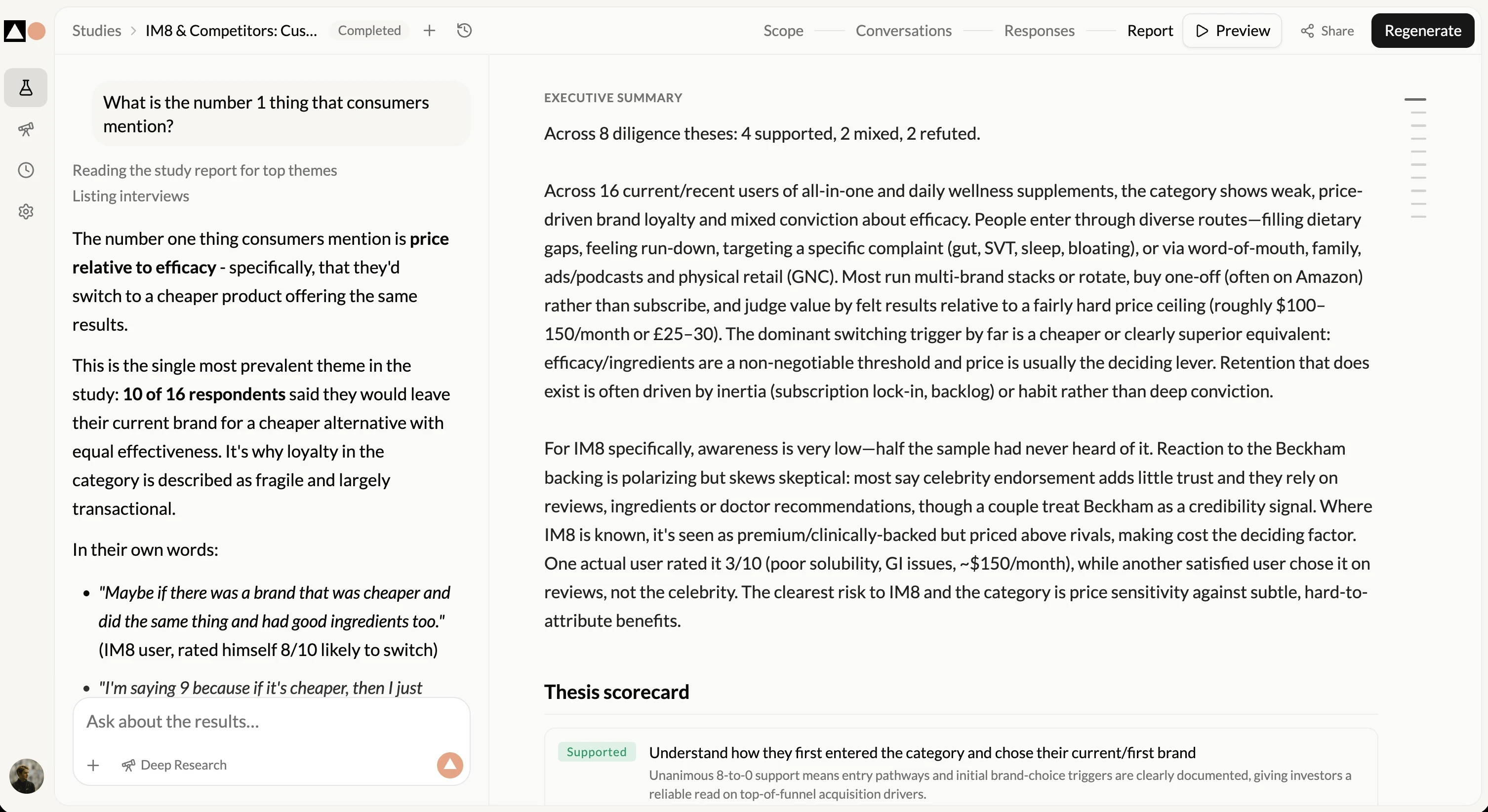 A completed commercial study report in the LATO platform